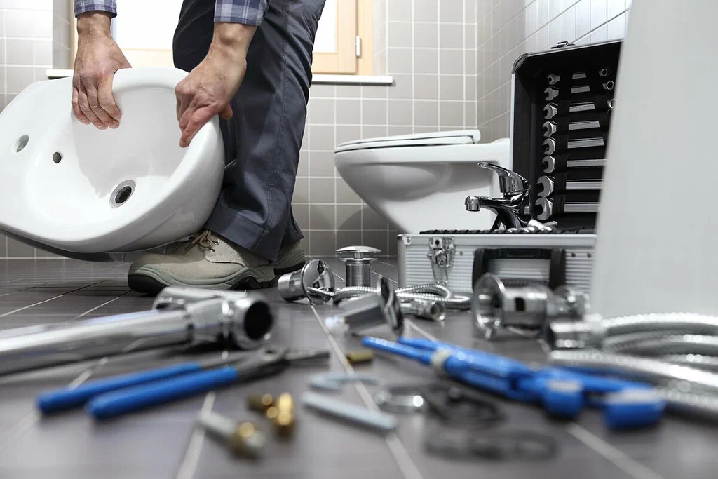 Plumbing tools prepared for a bathroom repair in New Smyrna Beach